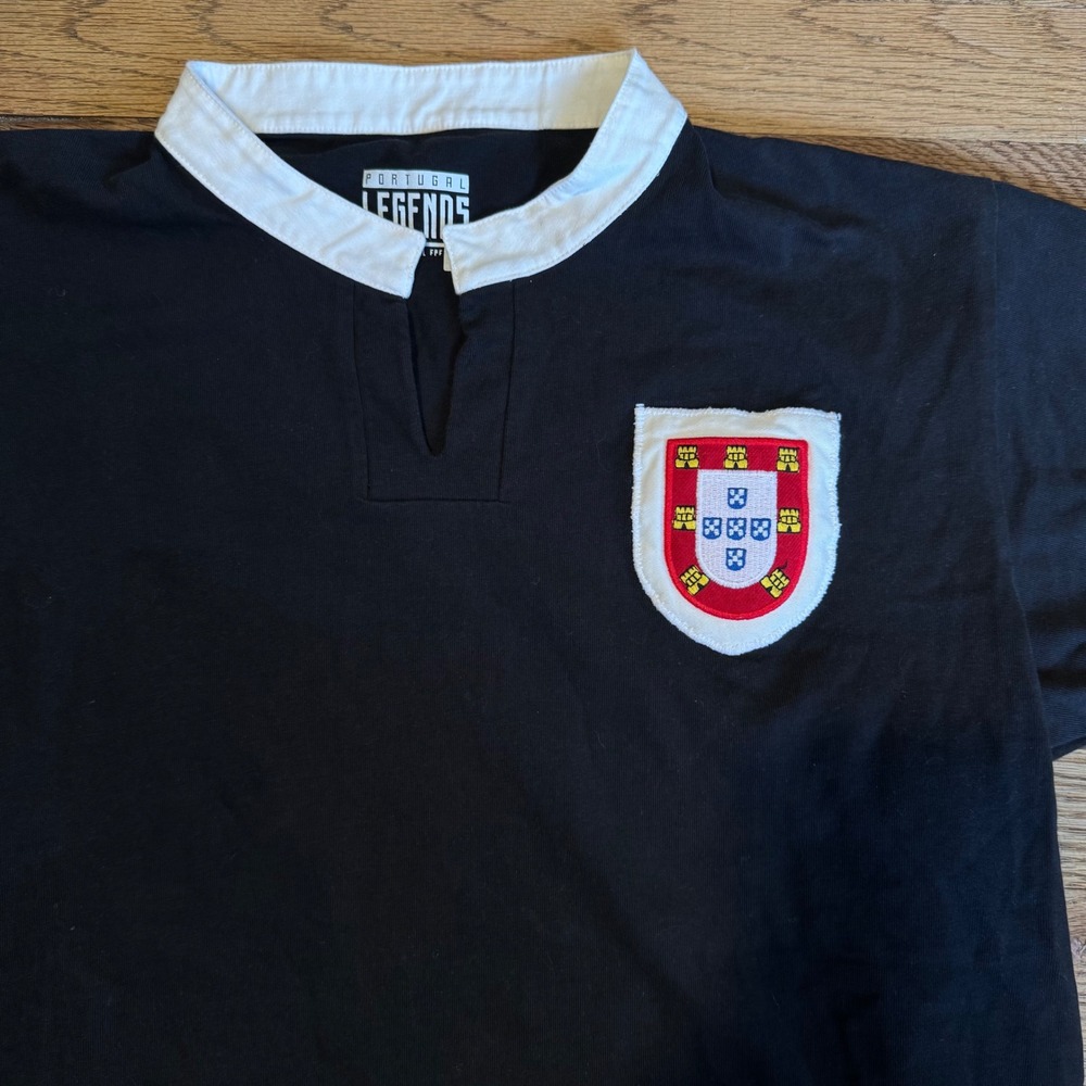 Portugal Legends‎ FPF Mens Black Rugby Shirt Short Sleeve Cotton Jersey Size S - Picture 2 of 9